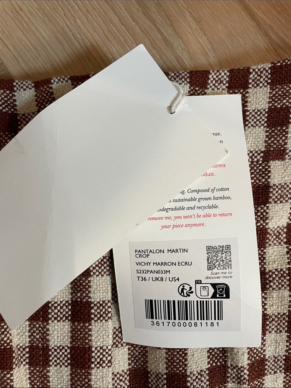 NWT Sezane MARTIN CROP TROUSERS in Size 36/ US size 4 - Picture 5 of 8